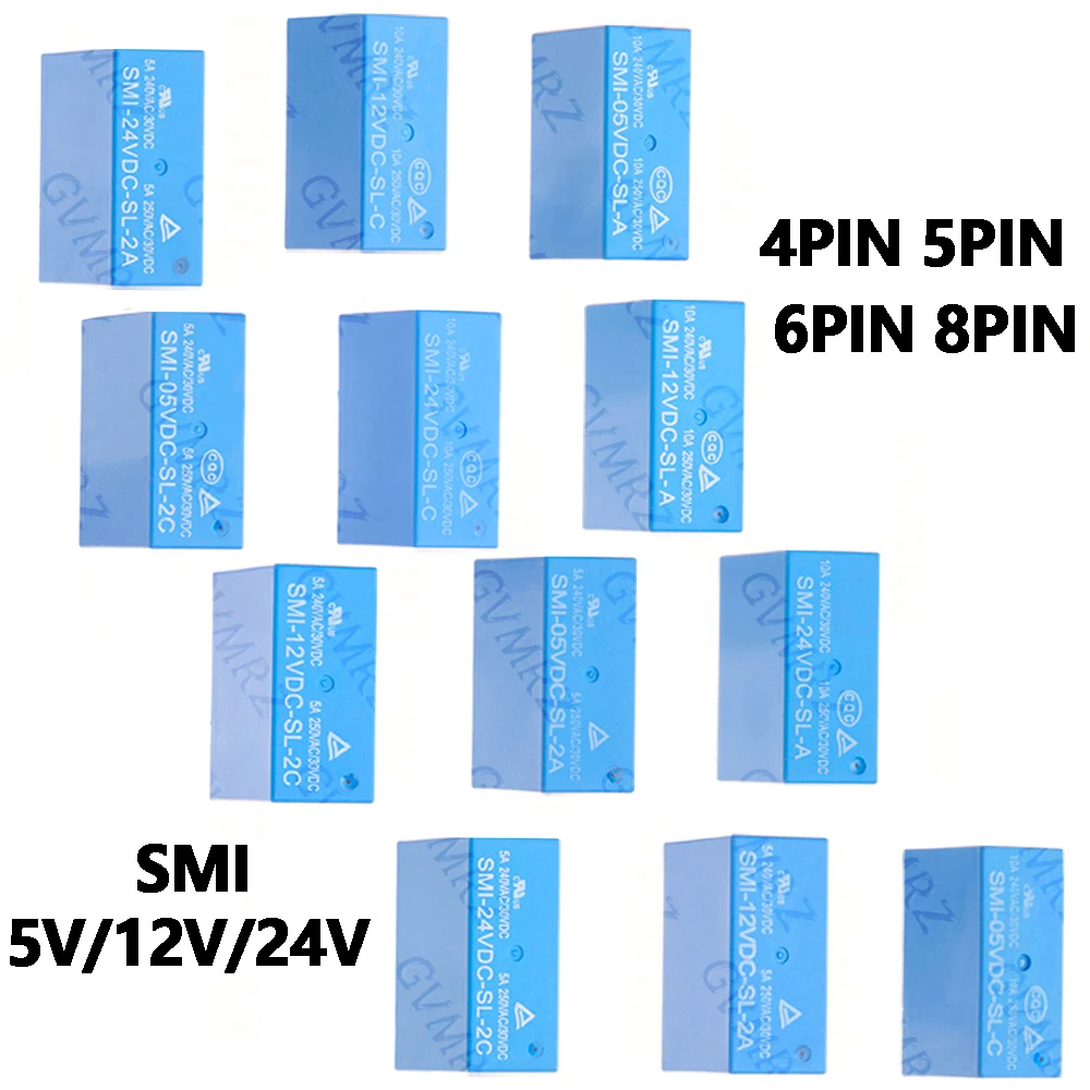 1PCS 4P/5P/6P/8P Power relays SMI-05VDC-SL-A SMI-24VDC-SL-C SMI-05VDC-SL-2A Relay 5V 12V 24V 4PIN 5PIN 6PIN 8PIN Time Relay