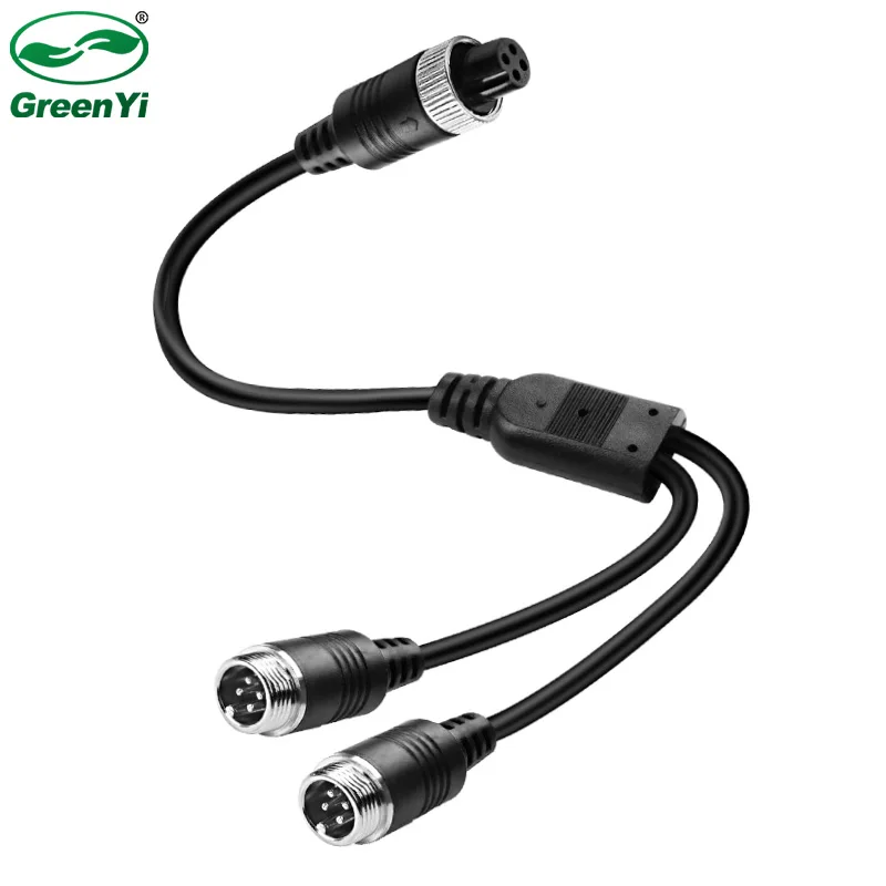 GreenYi M12 4Pin Aviation Head Male Female to 2 Ways Extension Split Cable Adapter for CCTV Camera Connector Split Signal To Two