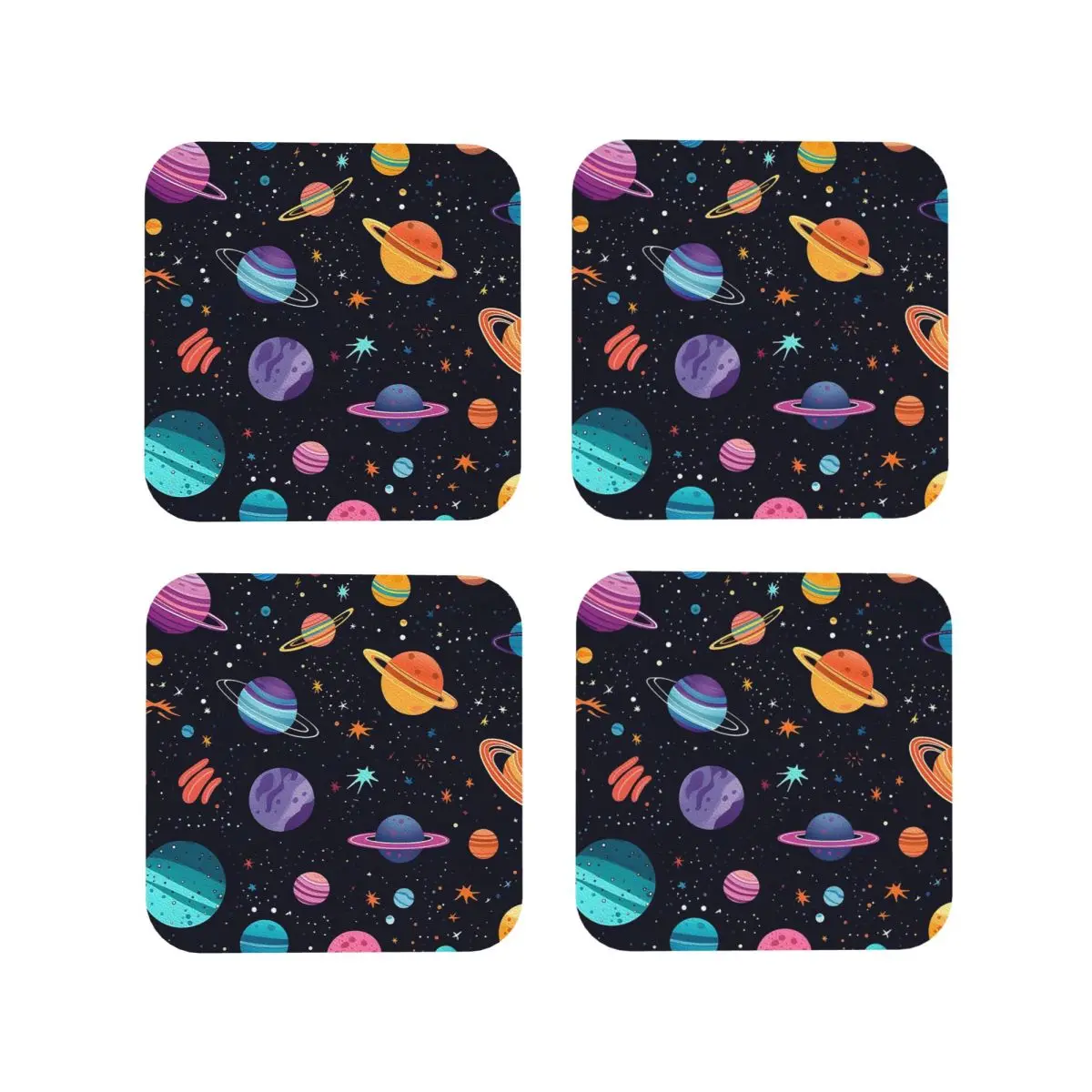 Solar System Space Planets Universe Coasters Coffee Mats Mug Cup Placemats Tableware Pads for Home Kitchen Dining Bar