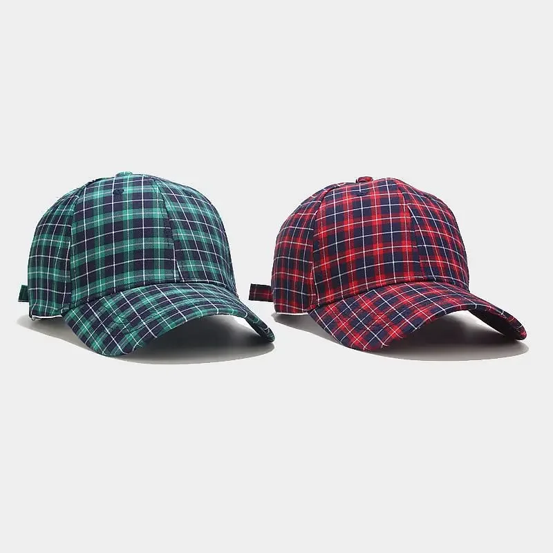 Men\'s Red Plaid Cap Classic 6 Panel Baseball Caps Adjustable Dad Hat Fashion Versatile Ladies Yellow Green Outdoor Outing Visor