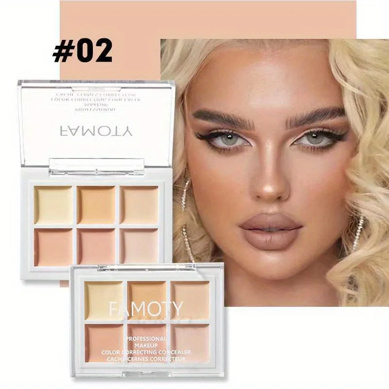 Long-Lasting Corretivo Paleta, impermeável, Não-Peeling Contorno pal Corretivo, 6 Cores