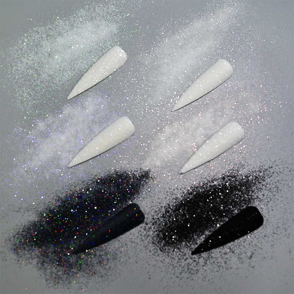 50g 1/128 0.2mm Zucchero Bianco Lucido Glitter Per Unghie Polvere Fine Iridescente Fiocchi Polvere Per Unghie Elegante Matrimonio Inverno Manicure Decori *