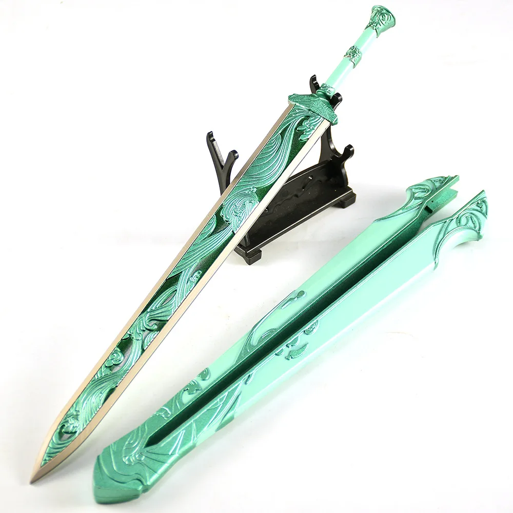 30CM Periferiche di gioco Cielo blu Spada Armi artigianali in metallo Modello da collezione Ornamenti da scrivania Regali di compleanno creativi Giocattolo sicuro per ragazzo