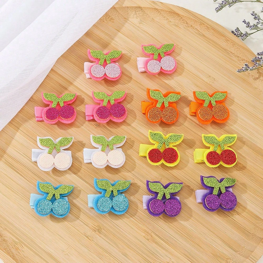 14pcs/lot Cute Baby Girls Hair Clips Fashion Cherry Cartoon Children Women Hairpins Kids Adult Head Accessories Photo Props