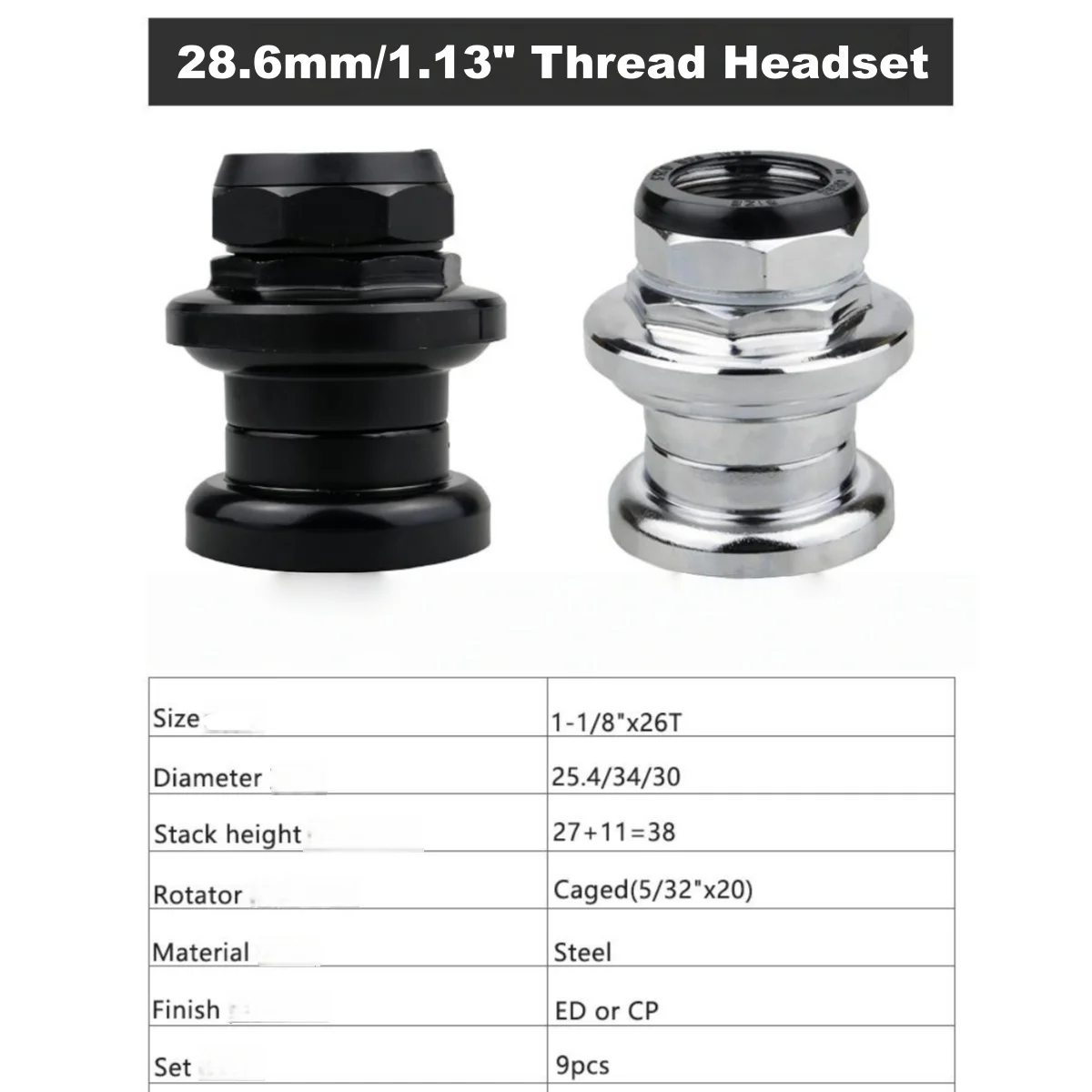 Fahrrad-Headsets mit 25,4 mm/28,6 mm Gewinde für 30 mm/34 mm Steuerrohr, leichtes Fahrrad-Headset – Detail 7