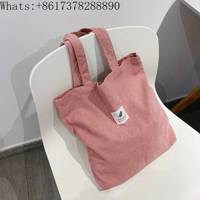 Corduroy Shoulder Bag Baita Student Handbag 2024 Guangzhou Shiling Leisure Shopping Bag Women's Tote Bag