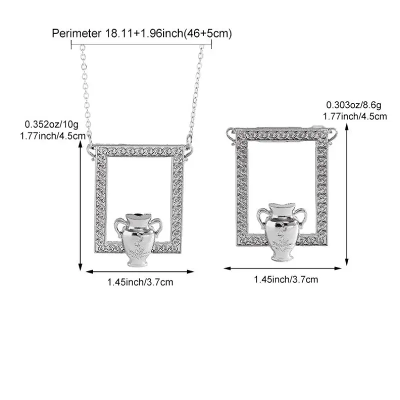 Creative Miniature Vase Frame Necklace Brooch Pendant with Dried Flowers for Women Jewelry Unique Accessories