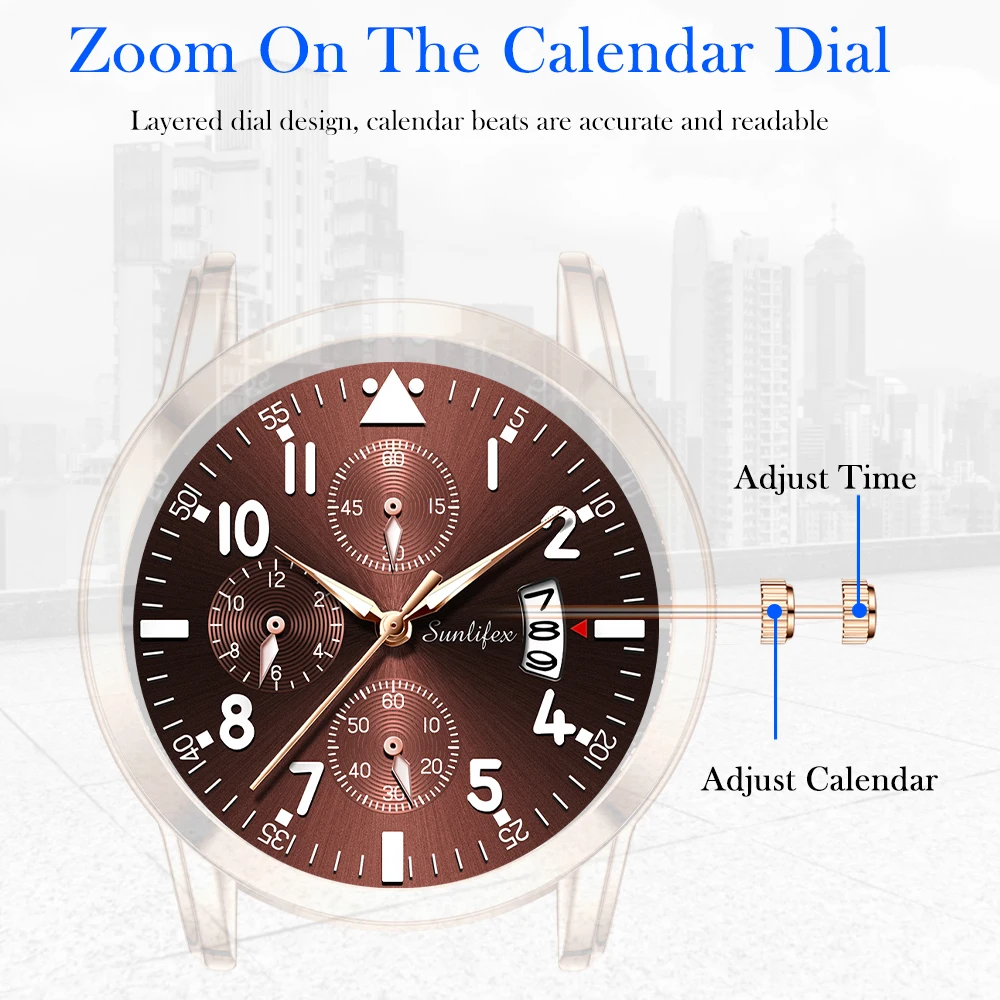 Sunlifex Men's Quartz Watch Leisure Business Leather Watch