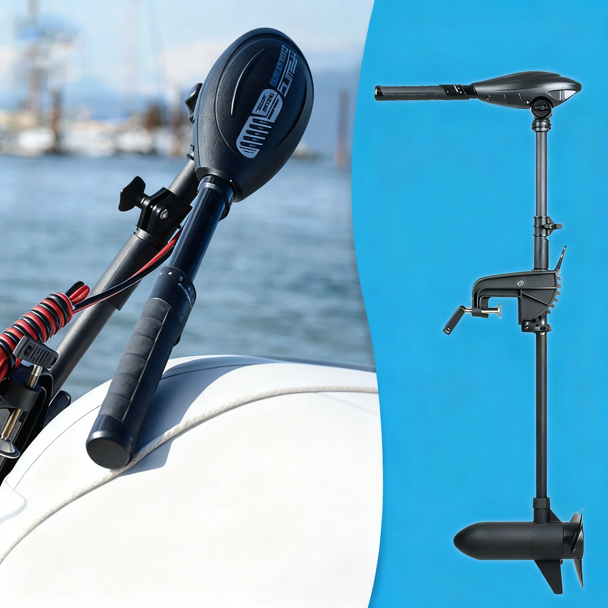 H55 12V Electric Outboard Motor with Handheld Propeller, Portable Lightweight Trolling Motor for Small Inflatable Boats Dinghy