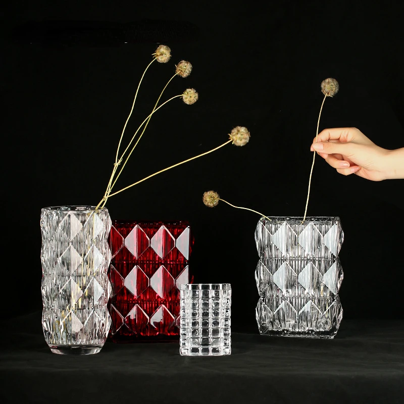 Hydroponic Crystal Glass Vase, High-end, Wide Caliber, Ins Style, Flower Vase Decoration, Living Room Flower Arrangement, Luxury