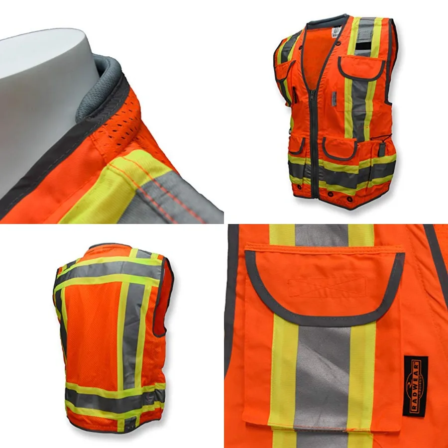 

SV55 Class 2 Heavy Woven Two Tone Engineer Vest with Padded Neck to Support Extra Weight in Cargo Pockets,,X