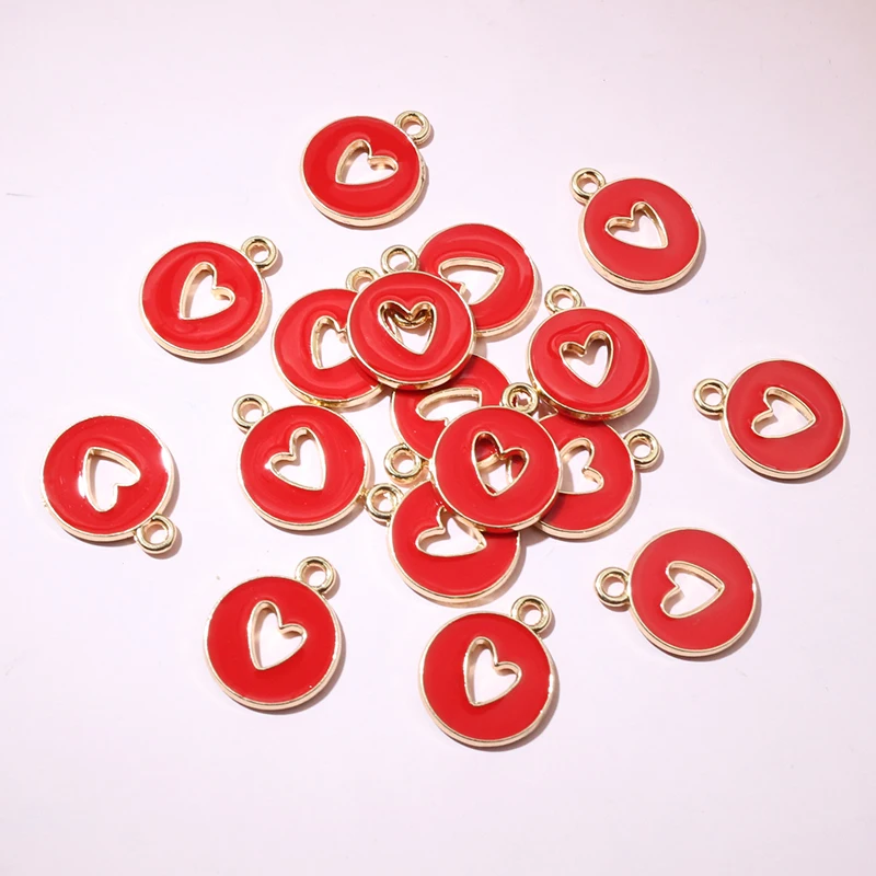 20pcs 15x12mm Enamel Double Side Hollow Heart Charms Pendant DIY Jewelry Making Accessories for Bracelet Earrings Necklace - view 4