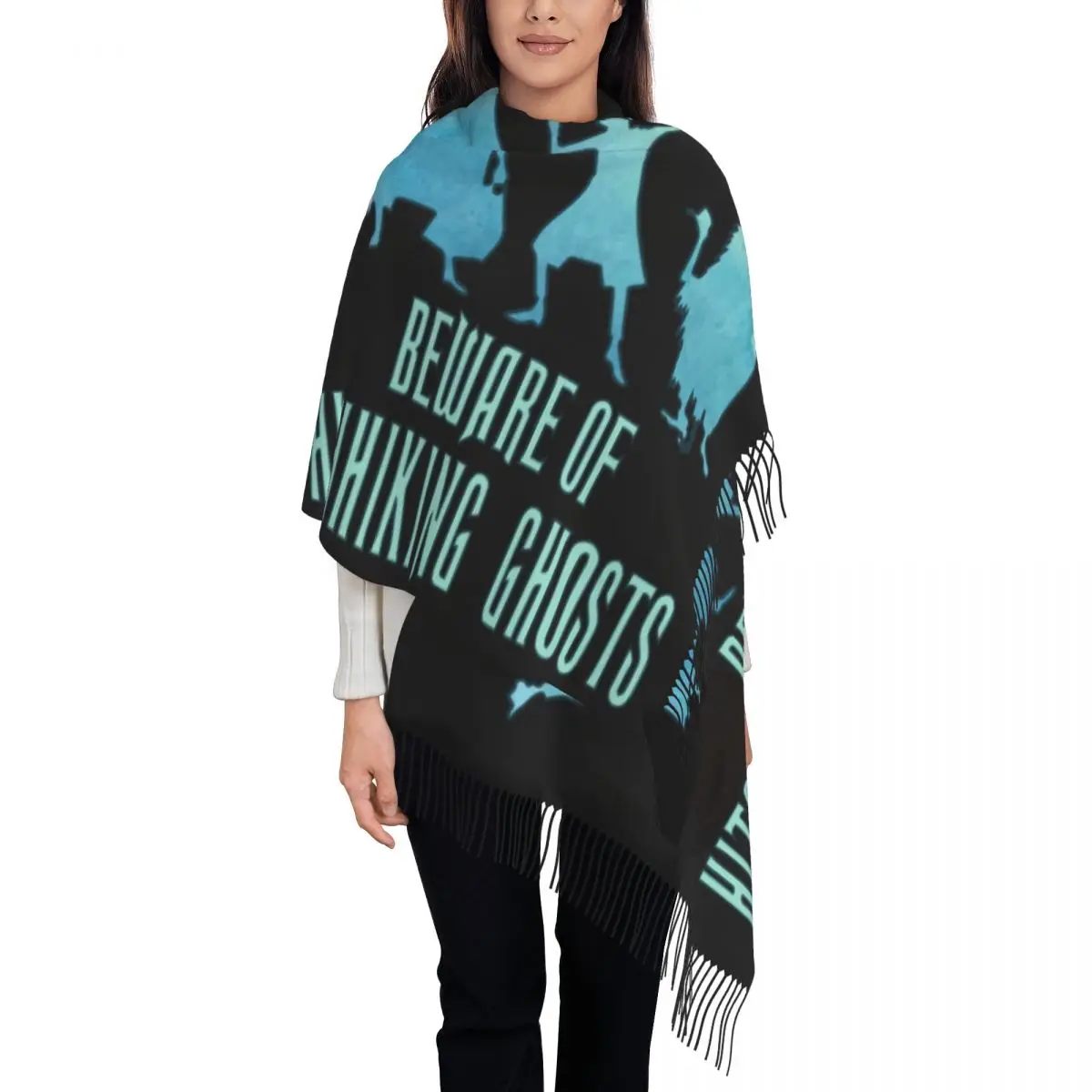 

Custom Print Hitchhiking Ghosts Scarf Men Women Winter Warm Scarves Haunted Mansion Shawl Wrap