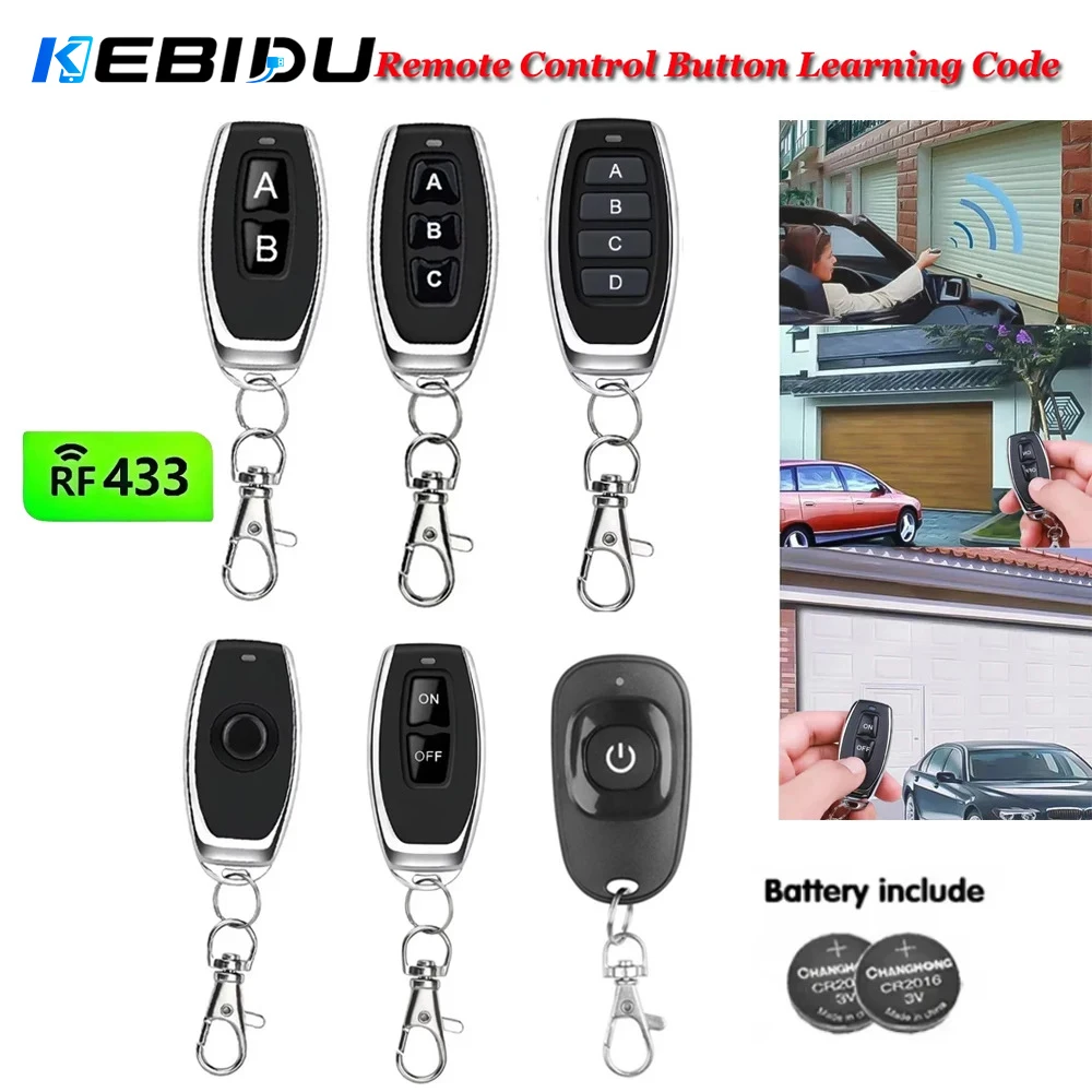 KEBIDU Wireless RF 433Mhz Remote Control EV1527 Learning Code Smart Home Transmitter ForLed Light Car Gate Garage Door Alarm Key