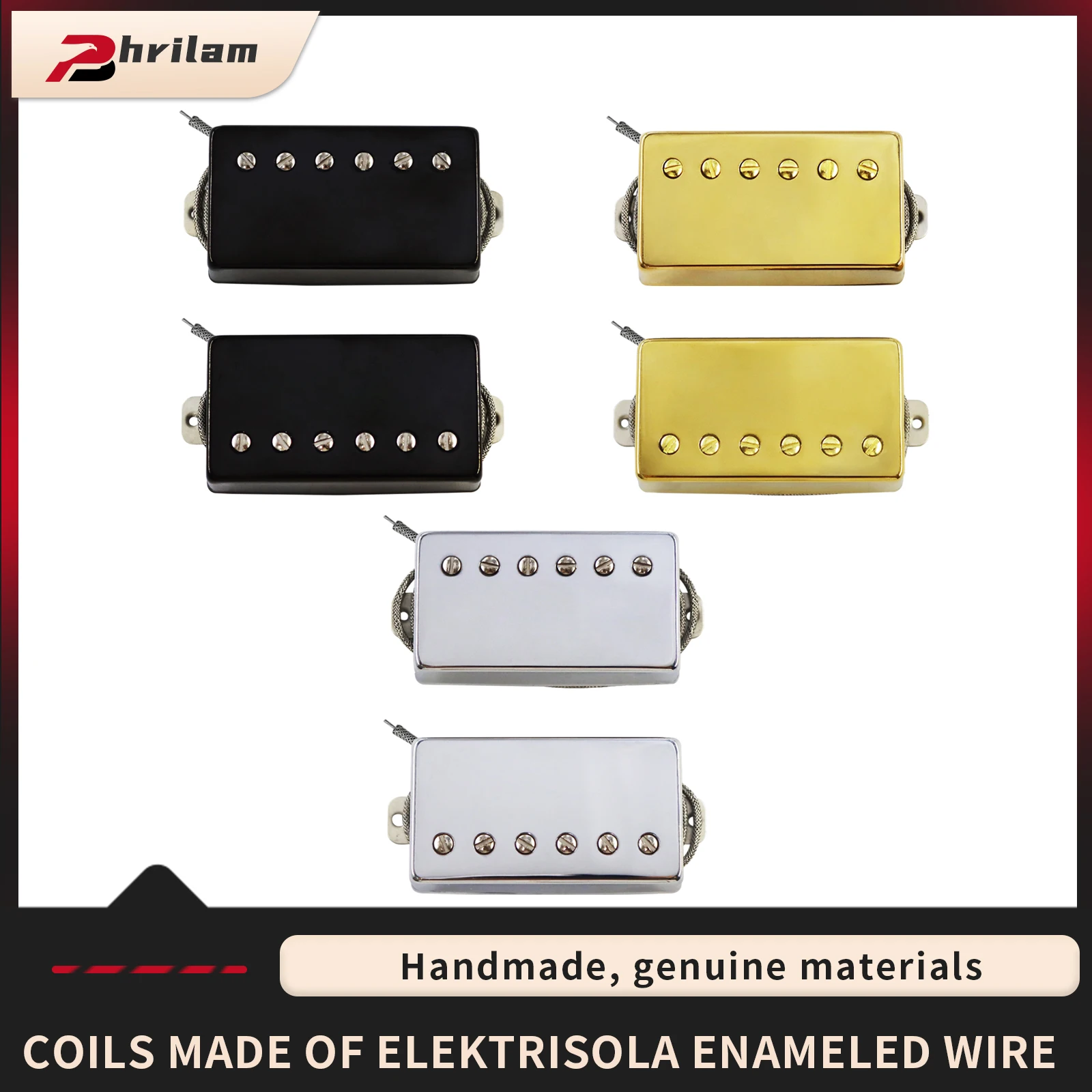 Phrilam LP Vintage Alnico 2 Covered Humbucker Pickups Set Neck Bridge 7.6/8.8K  for LP Style Electric Guitar,