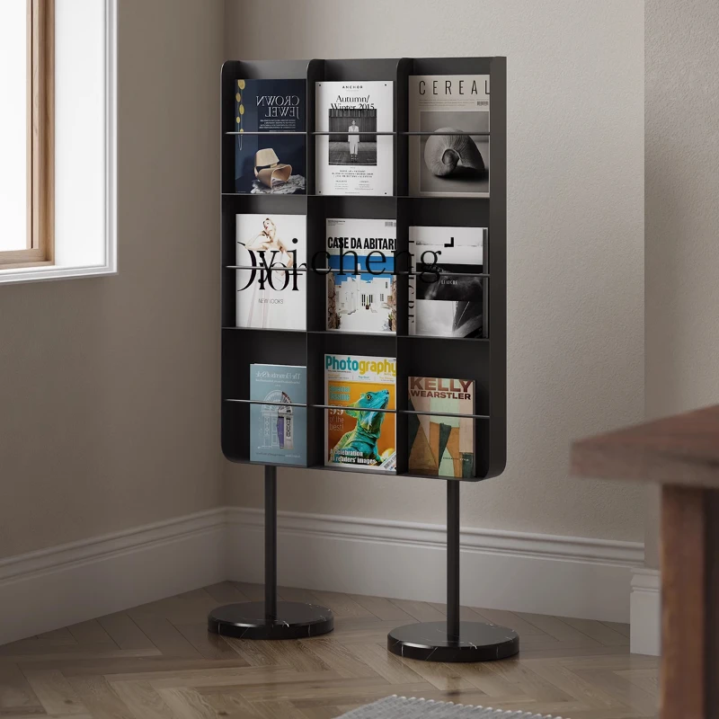 

ZZ Creative Iron Art Home Floor Shelf Office Newspaper Shelf Storage Reading Magazine Display Shelf