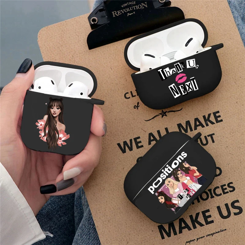 Cute Girl Singer gifts Thank U Next Soft silicone TPU Case For AirPods Pro 2 1 2 3 Black Wireless Bluetooth Earphone Box Cover