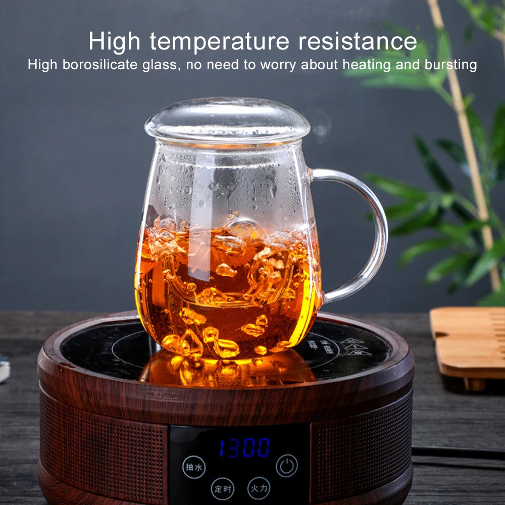 300-550ML Filterable Glass Teapot Heat-resistant Thickened Teapot High-borosilicate Glass Flower Teacup Glass Tea Mug Set