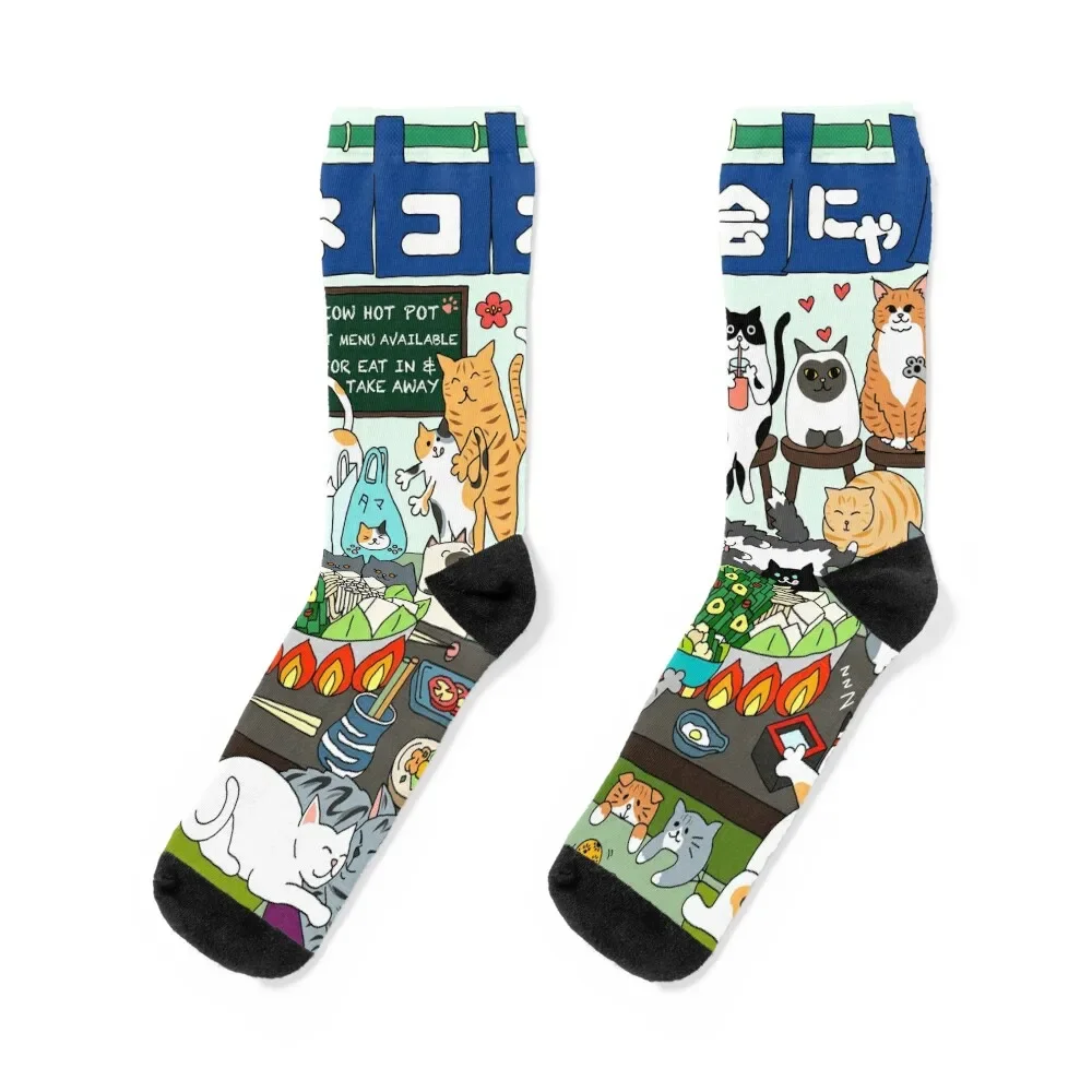 

Cats Hot Pot Party Socks christmas gift heated cute new year Socks Ladies Men's