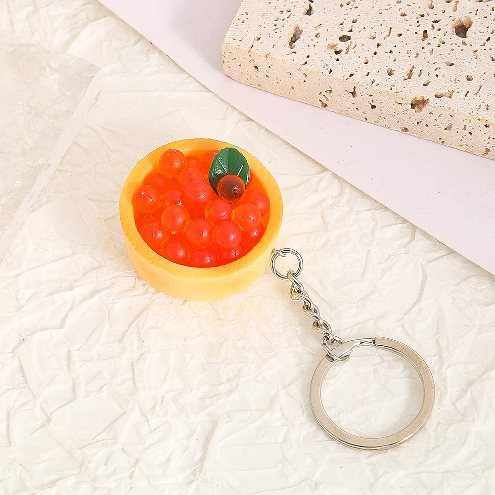 Simulation Caviar Sushi PVC Keychain Delicious Seafood Food Model Key Ring Wallet Backpack Pendant Interesting Jewelry Gifts