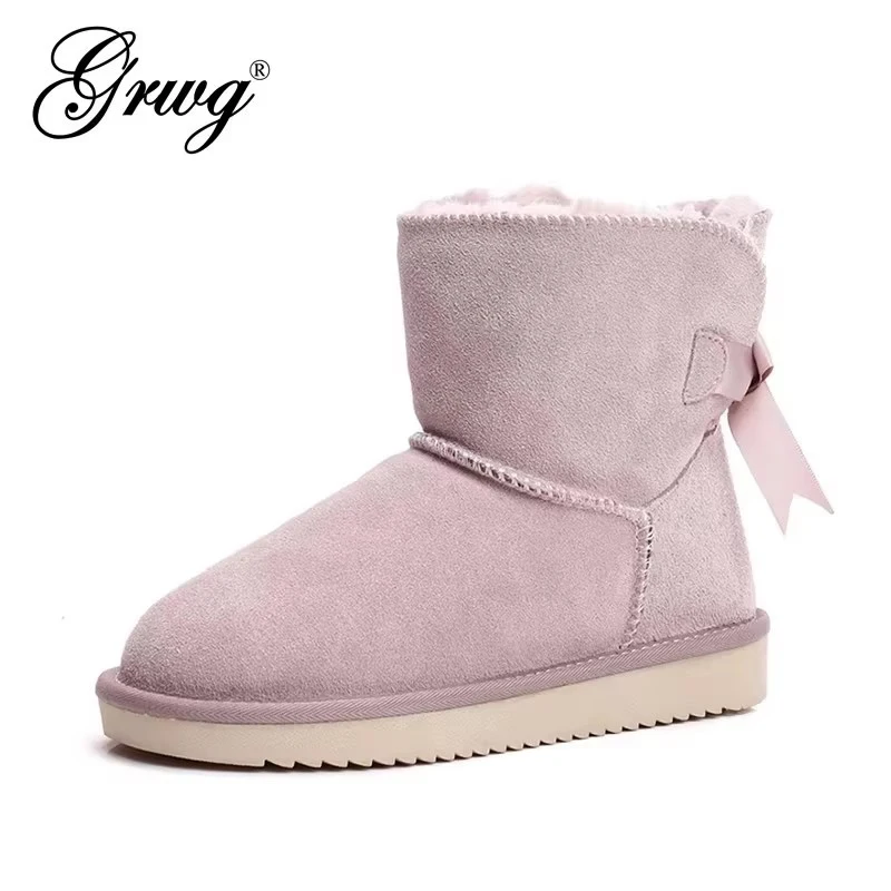 Nuevas botas de nieve cálidas a la moda para mujer, botas de invierno 100% de piel de vaca auténtica, botas para mujer, zapatos tobilleros, talla 35-44