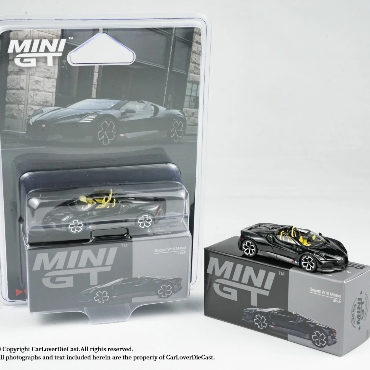 

MINIGT 1:64 Bugatti W16 Mistral Black MGT01058-CH Игрушки из сплава Моторный автомобиль Литая под давлением металлическая модель для детей