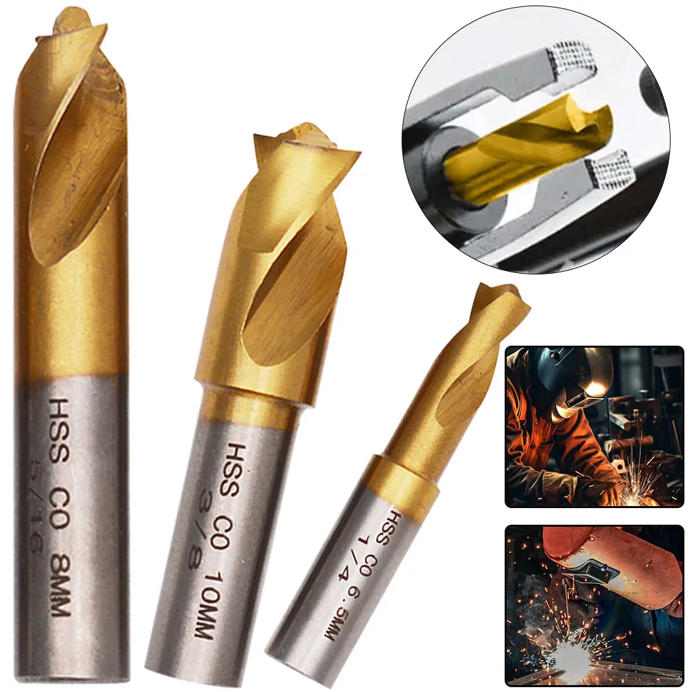 3Pcs 6.5/8/10mm High Strength Spot Weld Cutter Drill Bit Titanium Plating Sawtooth Point Countersink Bit for Wood Steel Milling