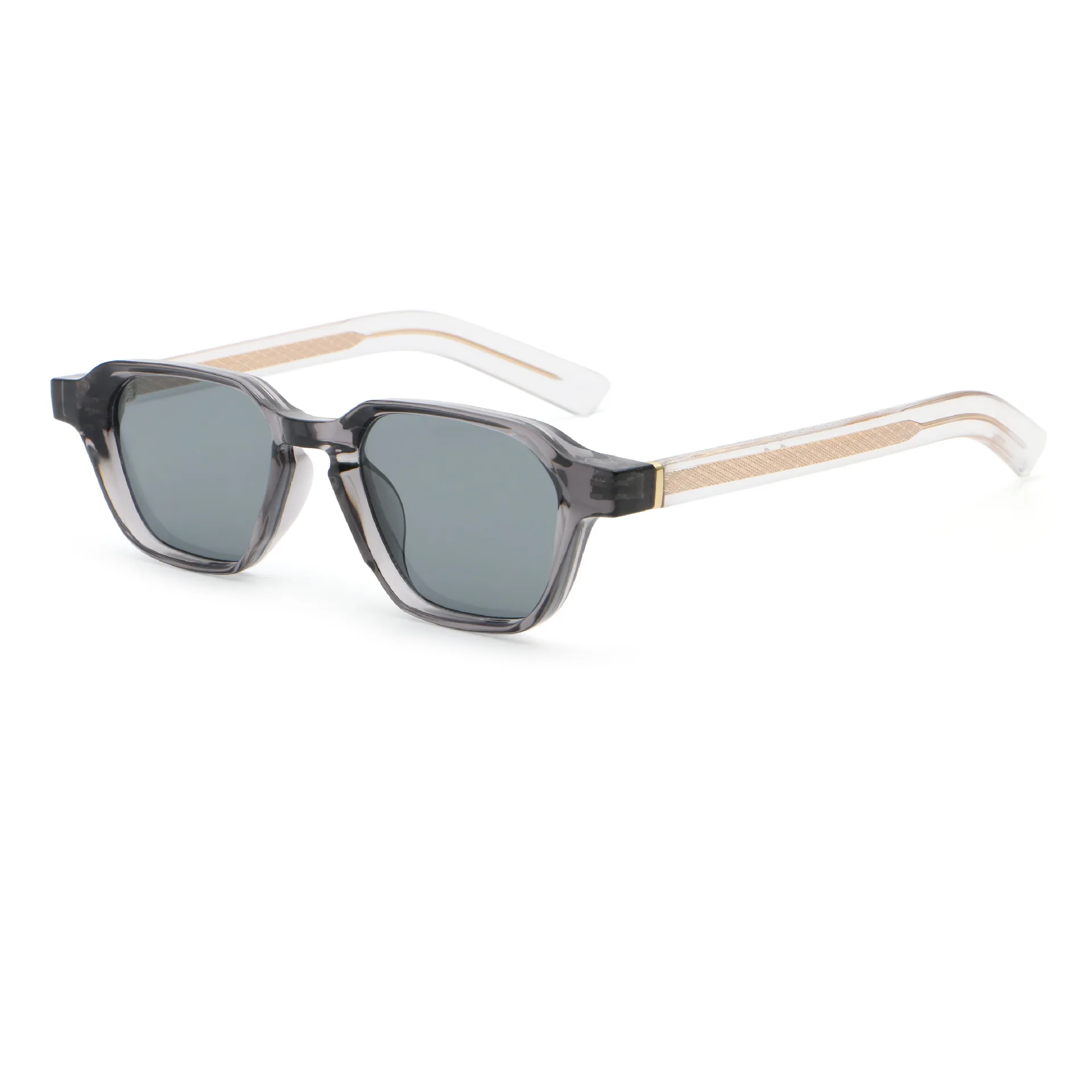 Quadratische Vintage-Retro-Sonnenbrille – Propionate-PC-Rahmen mit Pin-Leg-Design, UV-Schutz und Gesichtsschlankheitseffekt