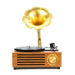 USB Retro Vinyl Record Player Loud Speaker Phonograph Vintage Wood Gramophone