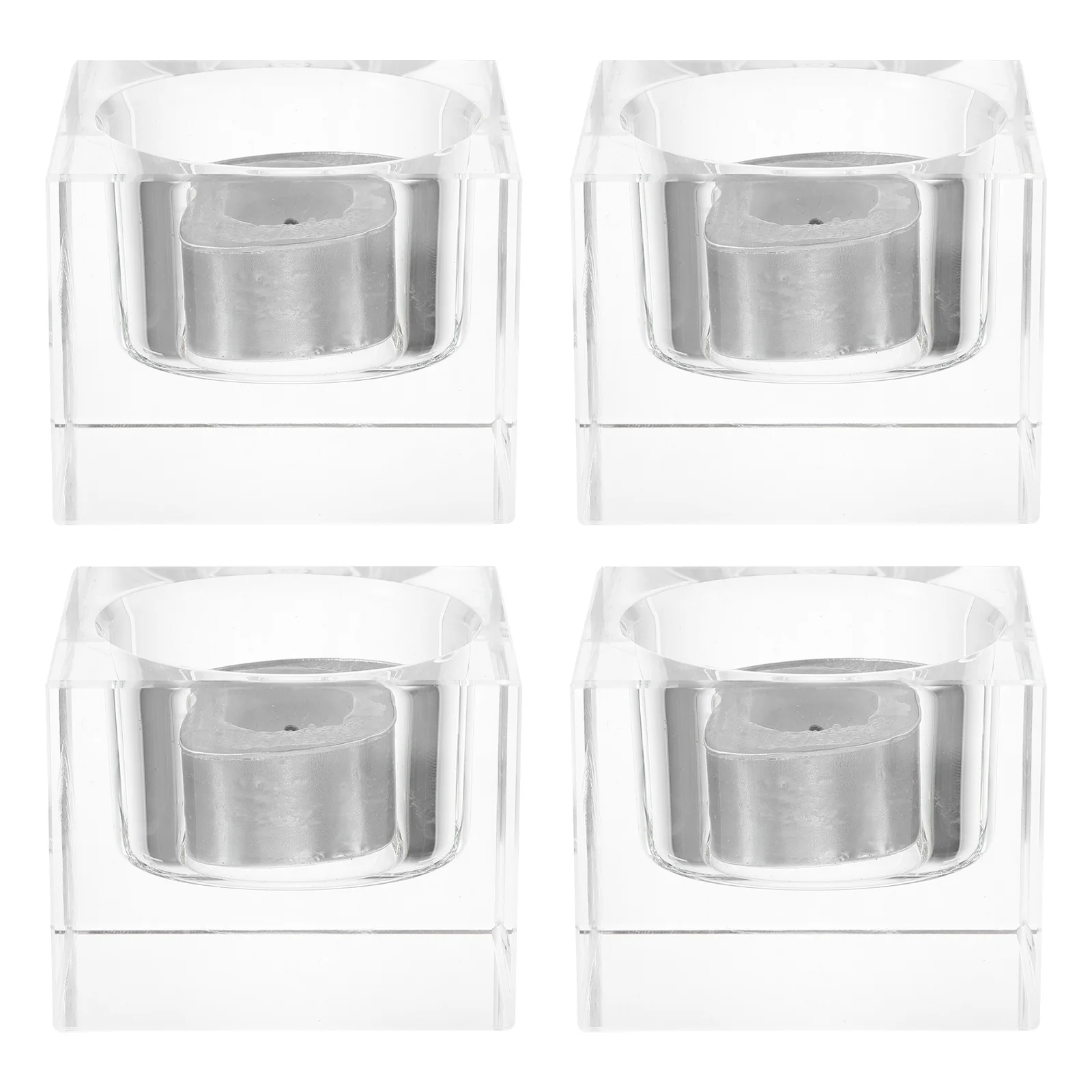 

4 Pcs Tealight Holders Clear Wedding Supplies Crystal Cups Lamp Votive Square