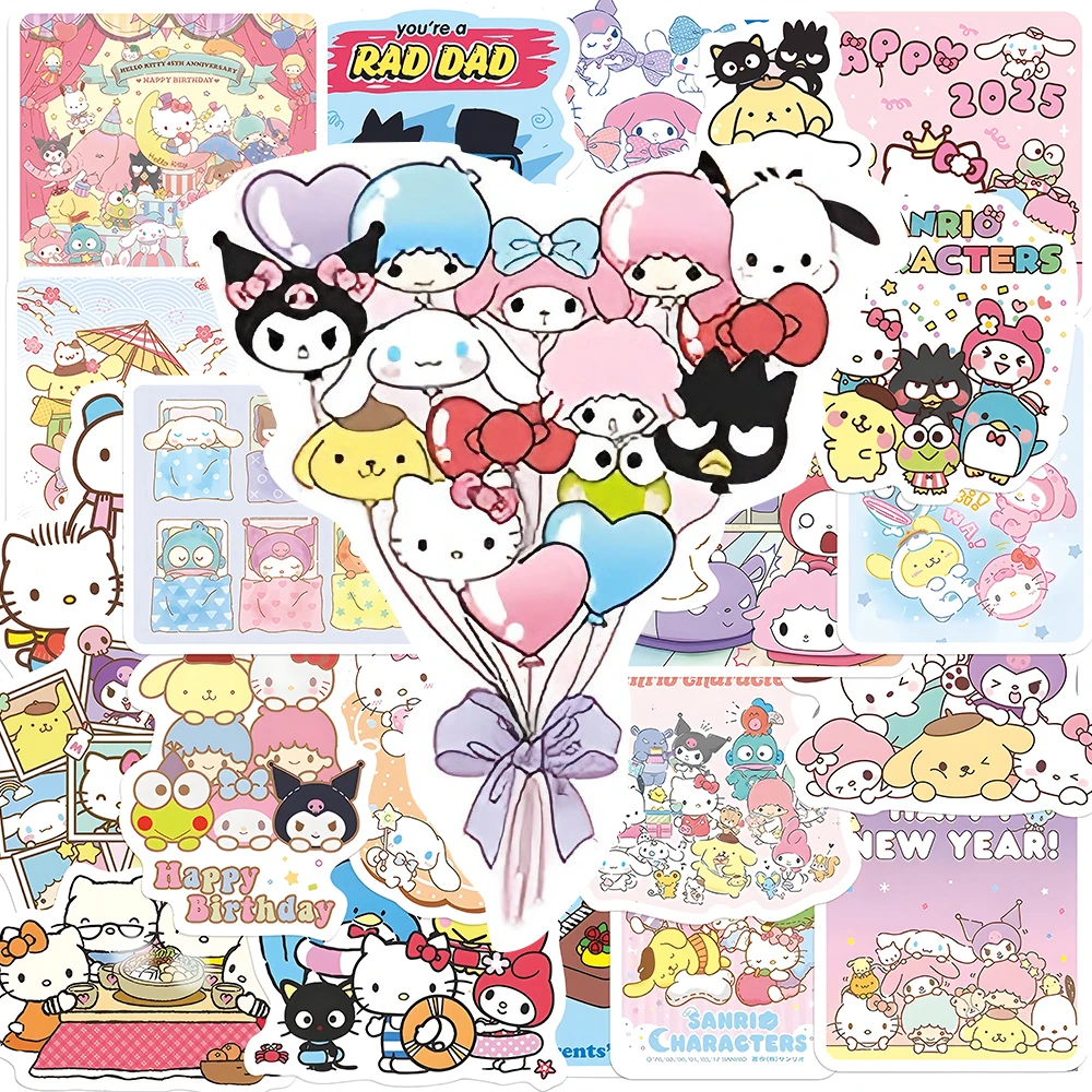 

10/30/50pcs Cute Cartoon Sanrio Anime Aesthetic Stickers Kids DIY Suitcase Phone Laptop Bike Kawaii Waterproof Sticker Toy Gifts