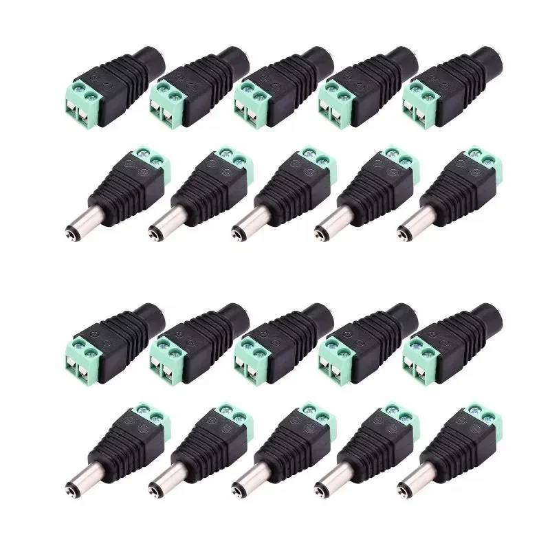 DC Power Male Jack Plug, DC Female Connector Plug Adapter, Coax Cat5 To Bnc, Av BNC UTP, Video Balun For CCTV Camera, 10 Pair (2