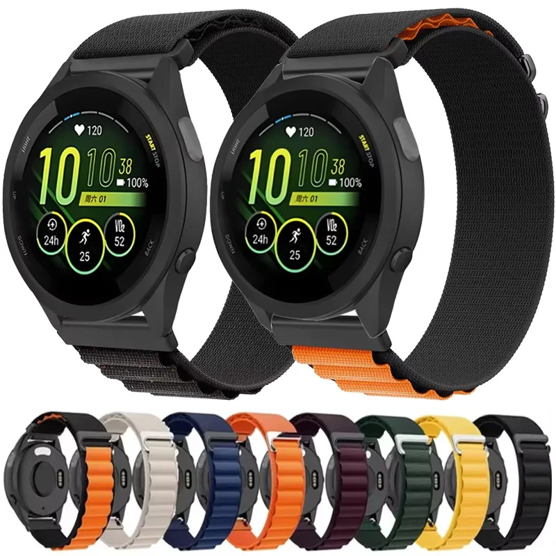 22/20 mm Alpine Nylon-Schlaufenarmband für Garmin Forerunner 265 165 55 965 955, bequemes Armband, Garmin Vivomove 5/Venu 3 2 Correa