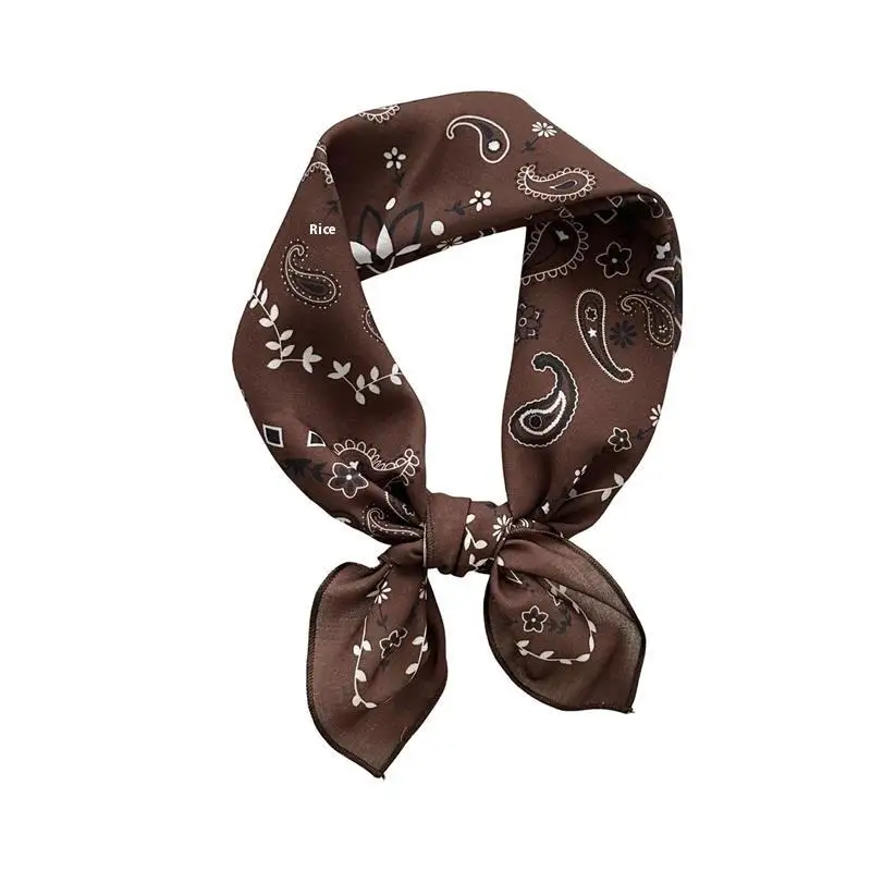 트렌디한 55*55cm 레트로 프린트 실크 스카프, 여성용 올매치 숄, 패셔너블한 목 & 머리 액세서리, 훌륭한 선물