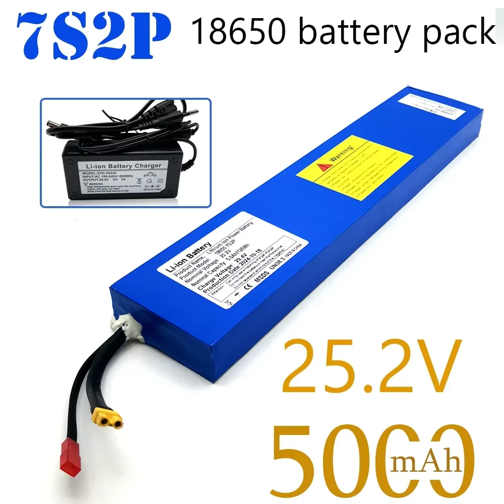 

25.2V 5000mAh 18650 Rechargeable Lithium Ion Battery Pack 7S2P with BMS Suitable for Electric Scooter Battery+ 29.4V Charger