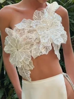 Tops de flores de un hombro para mujer Chaleco corto sin mangas con ajuste sin espalda de moda de verano