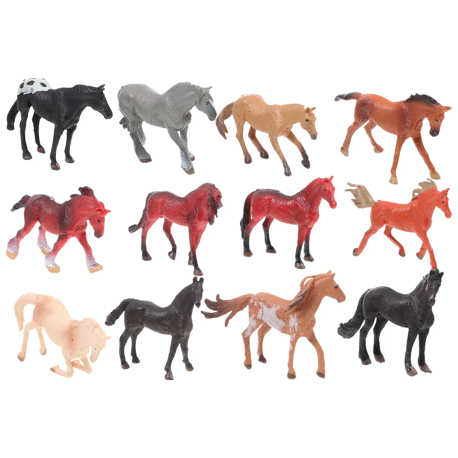 Figurines de cheval résistantes à l'usure pour enfants, accessoires d'apprentissage d'animaux, jouets pour enfants, mini fournitures, 12 pièces