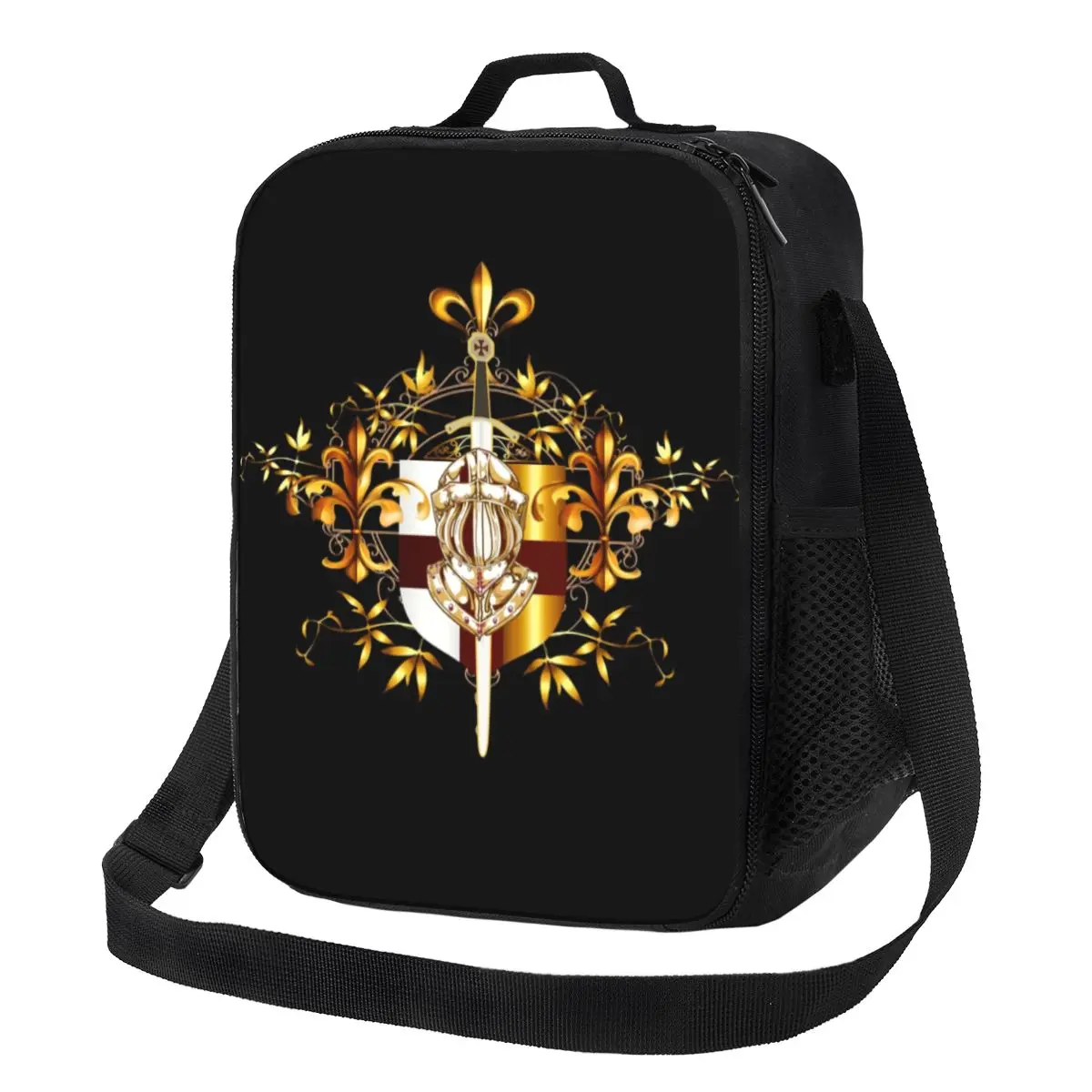 

Custom Templar Knights Cross Shield Insulated Lunch Bags for Medieval Sword Emblem Secret Order Thermal Cooler Lunch Box