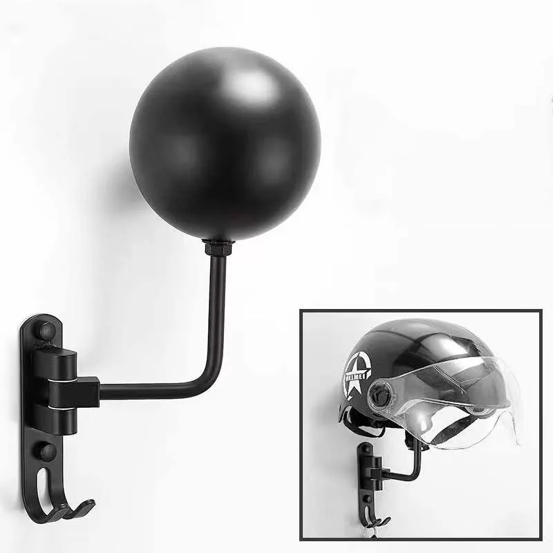 Wall Coat Rack Entrance Motorcycle Helmet Rack Punch-free Spherical Design Coat Hat Storage Rack Modern Simple Solid Coat Racks