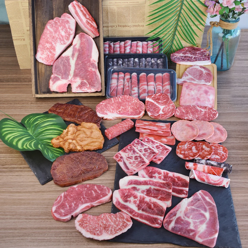 Simulated Snowflake Beef Grains, Denim Ribs, Western Food, Cold Sheep Chops, Hotel Restaurant, Steak Model, Decor Props