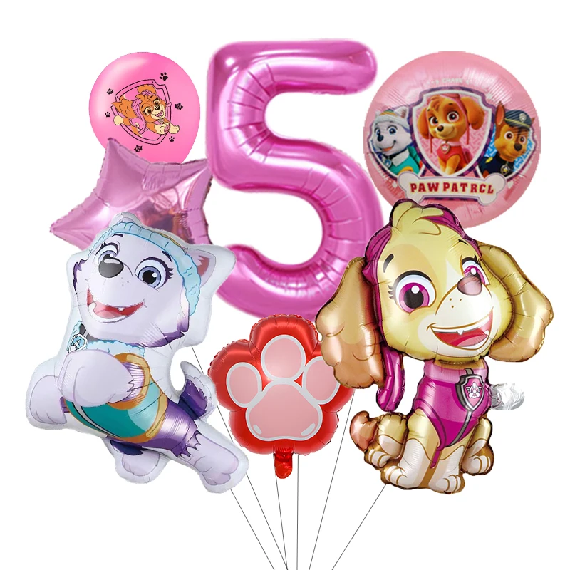 7 stücke Cartoon PAW Patrol Geburtstag Dekoration Aluminium Film Digital Ballon Set Hund Chase Kinder Party Liefert Spielzeug