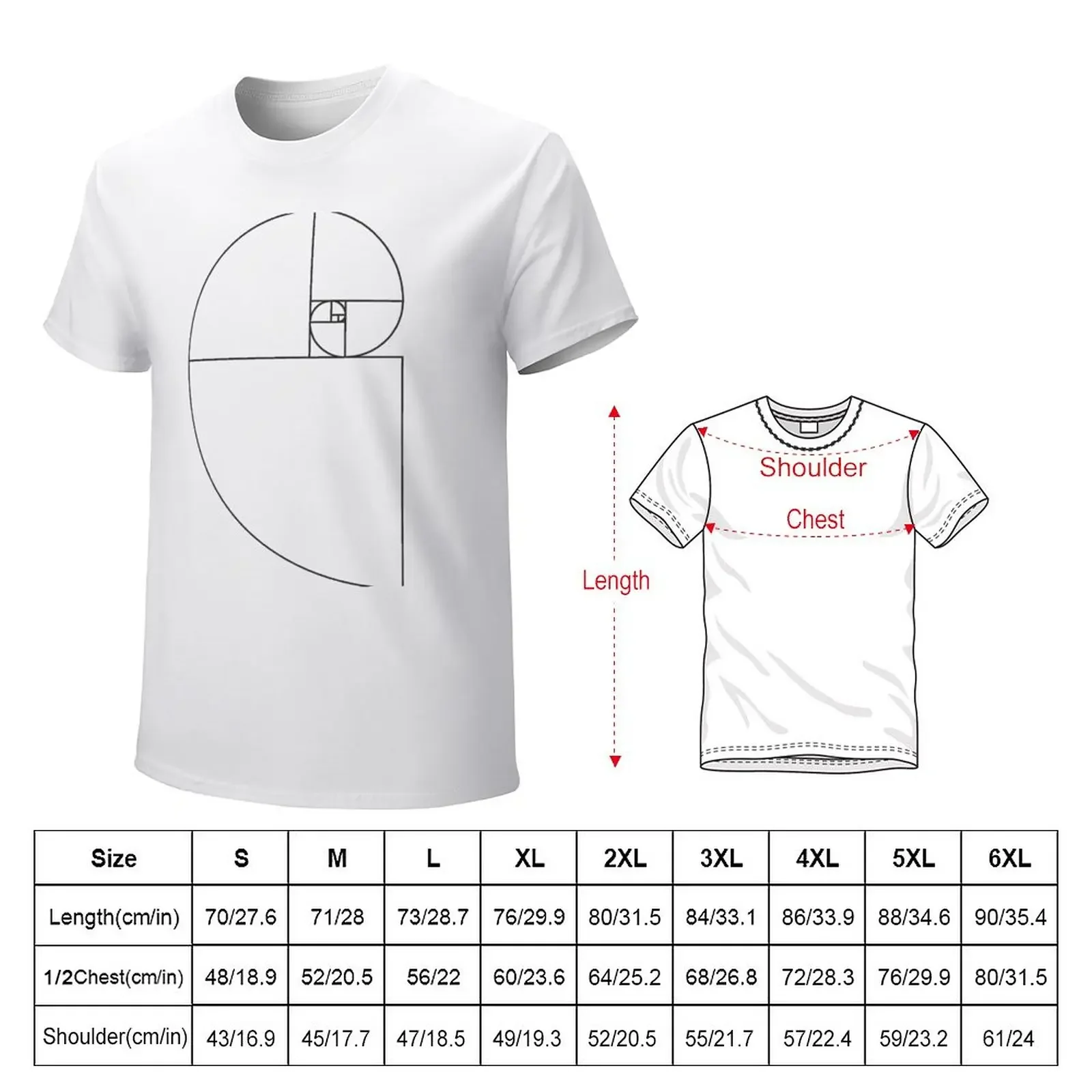 Golden Ratio Spiral - Sections Outline T-Shirt new edition cute tops Men's t-shirt