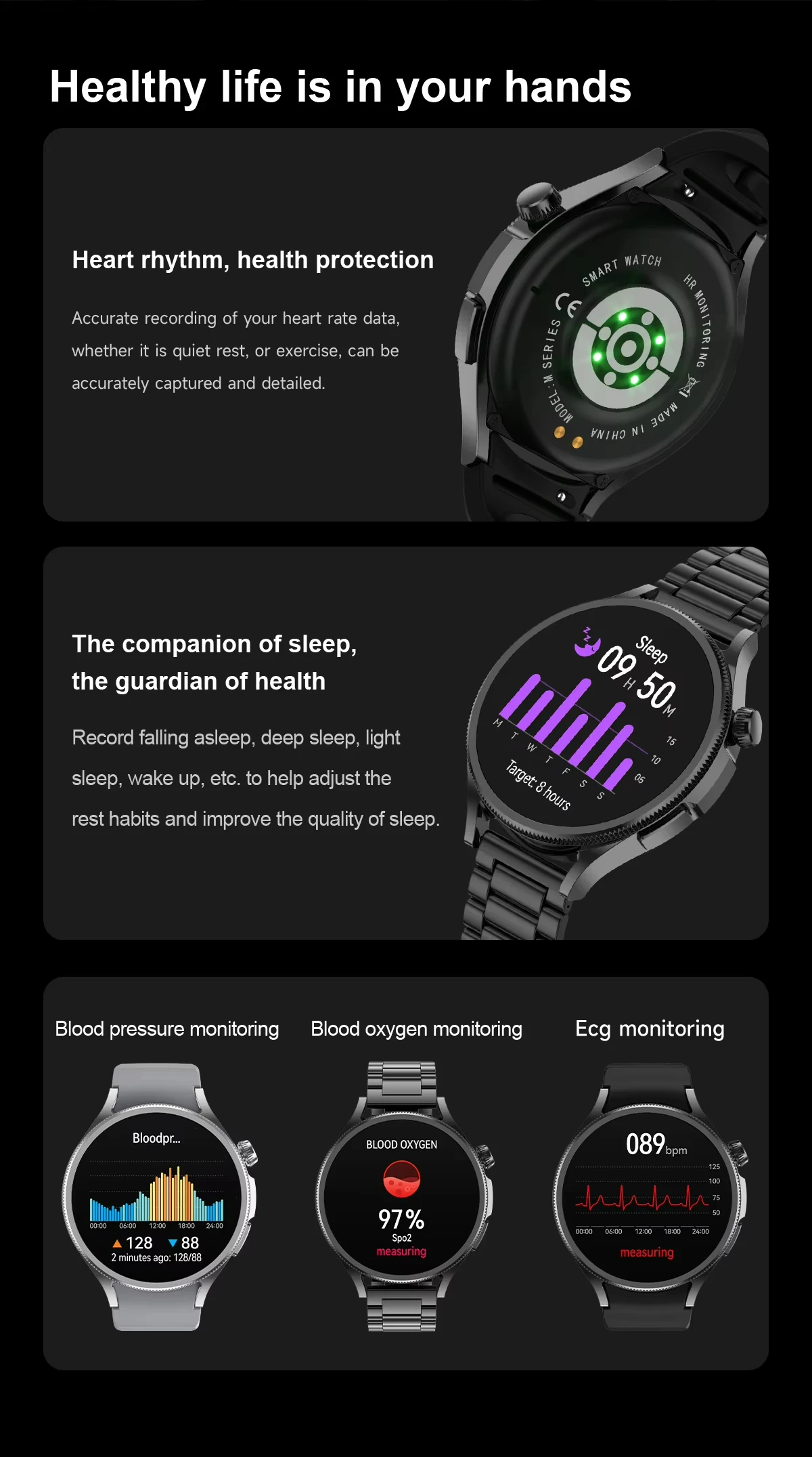 M103 Smartwatch 2 in 1 Reloj Inteligente Frequenza cardiaca Chiamate Bluetooth Fitness Tracker Sport Orologio digitale per uomo Donna