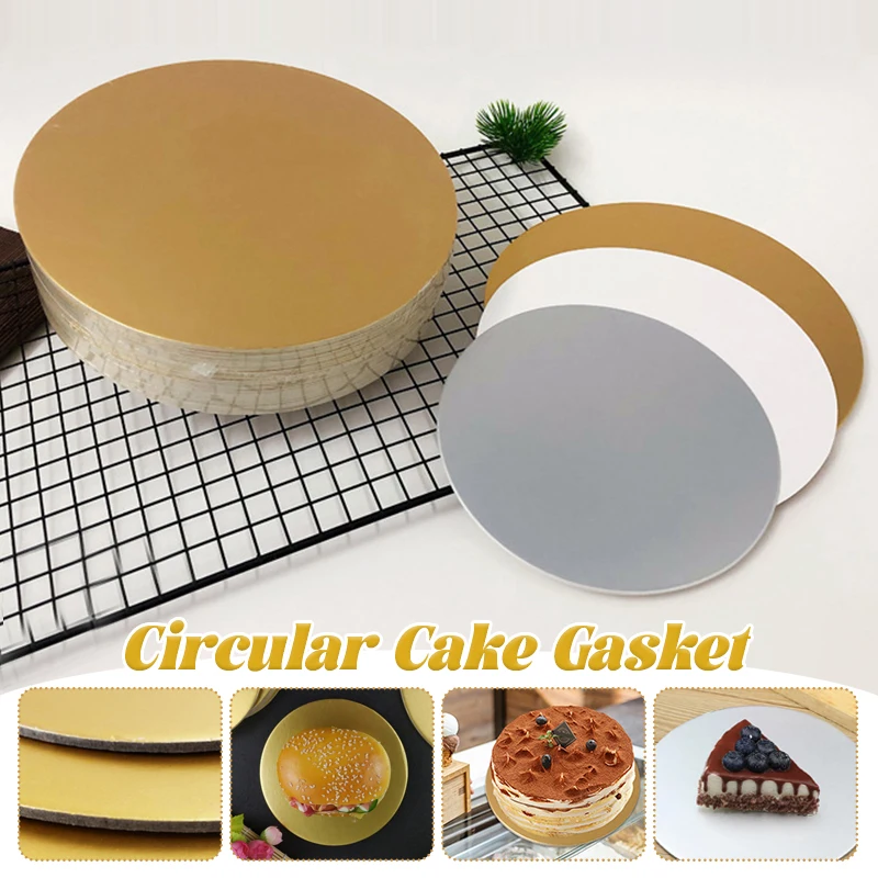 10Pcs Round Cake Boards Board Cardboard Disposable Paper Cupcake Dessert Tray Cake Paper Pad Round Gold Silver and White