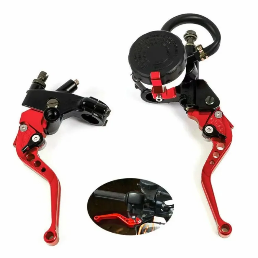 2x 22mm CNC Motorcycle Clutch Brake Master Cylinder Reservoir Levers Kit Fluid Reservoir Set Red