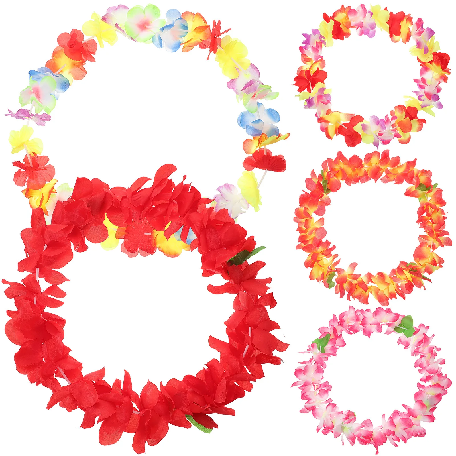 

5Pcs Colorful Hawaiian Leis Artificial Flower Necklace Garland Beach Hula Dance Neck Loop Tropical Luau Party Favors for