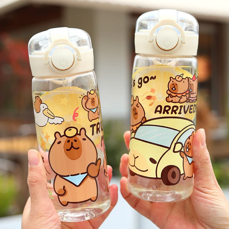 1 قطعة كابيبارا الكرتون 400 مللي المحمولة ذات سعة كبيرة زجاجة ماء الرياضة اللياقة البدنية أكواب من القش أدوات المائدة في الهواء الطلق هدايا عيد الميلاد