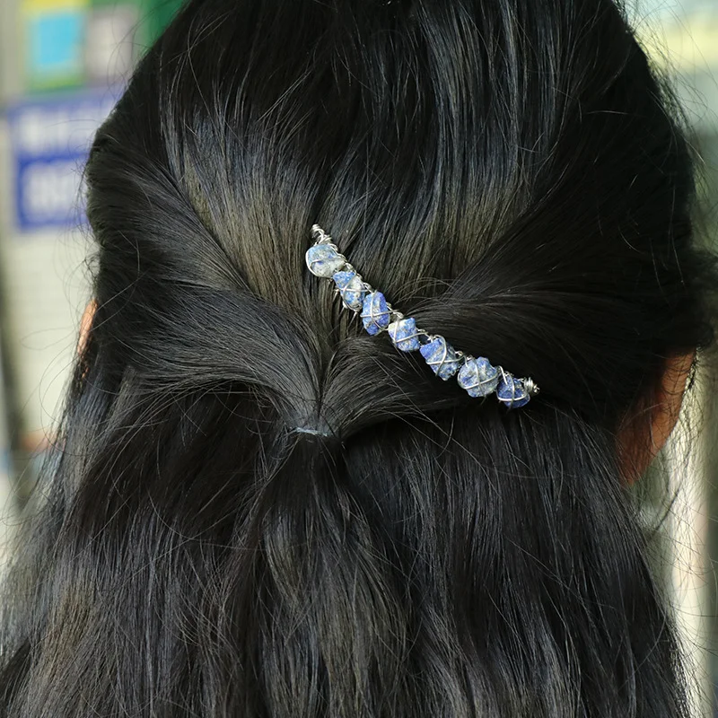 Natural Amethyst Pink Crystal Agate Quartz Hairbrush Handmade Bobby Pin Wedding Bride Barrette DIY Hair Accessory Jewelry Crafts