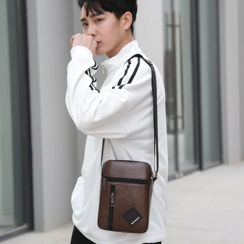 

2025 Business Men's Faux Leather Multifunctional Bag Crossbody Shoulder Briefcase with Phone Pocket Wallet Organizer
