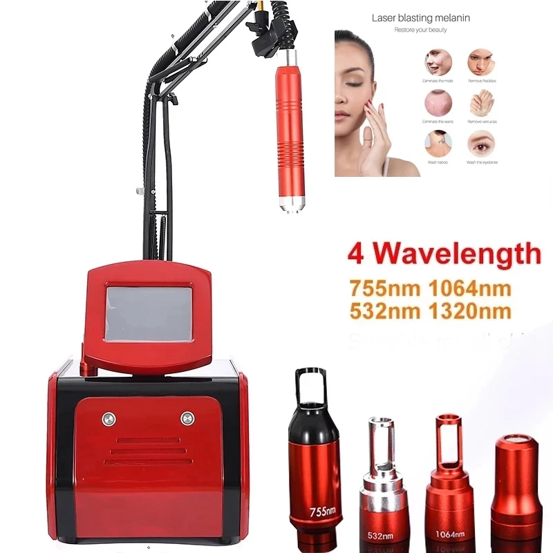 

High Technology 4 Wavelengths Nd Yag Laser 755 1320 1064 532 NM Tattoo Eyebrow Wrinkle Removal Beauty Picosecond Machine